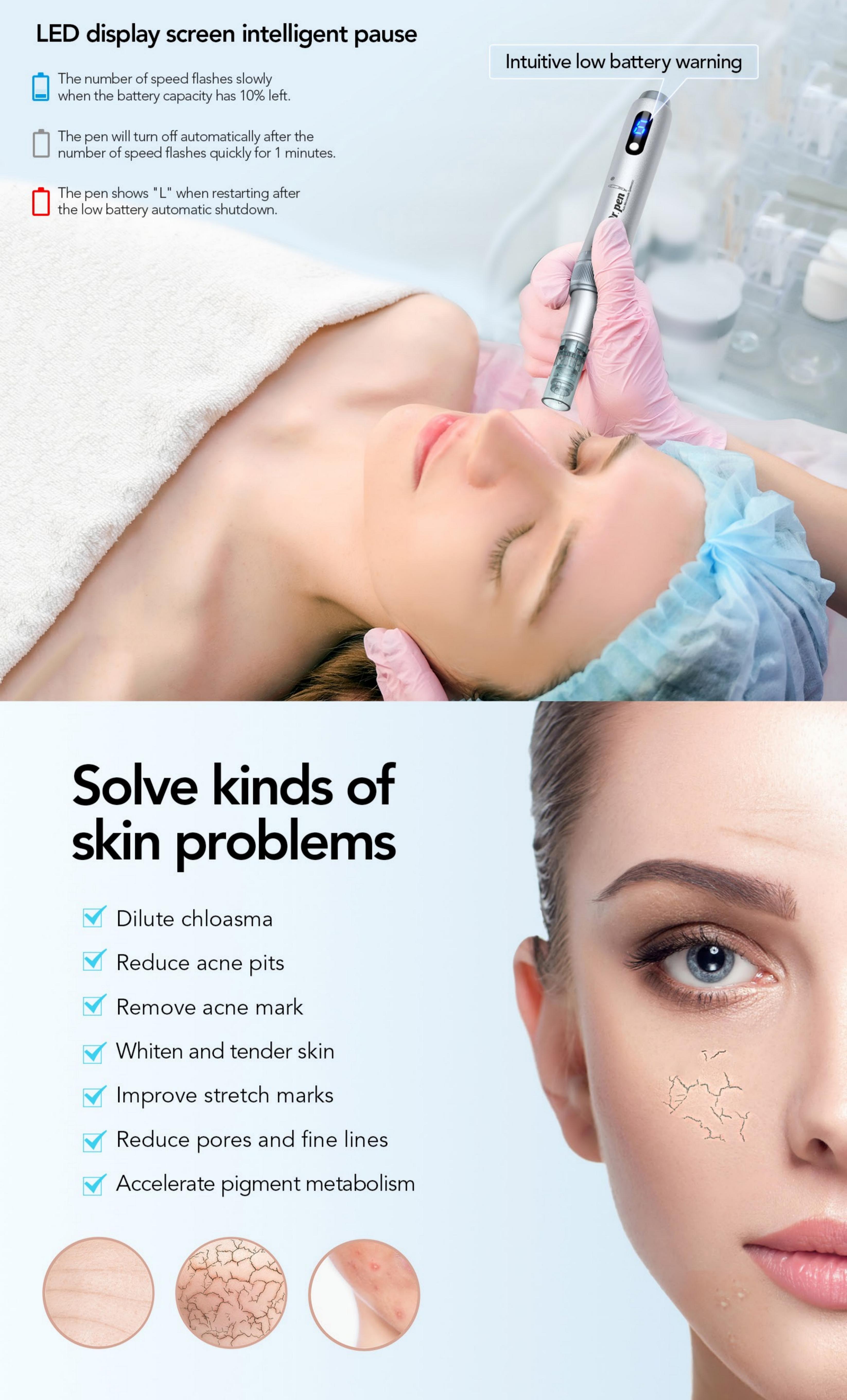 Dr Pen M7S Microneedling Pen with 12pcs Replacement Microneedles For Home Use