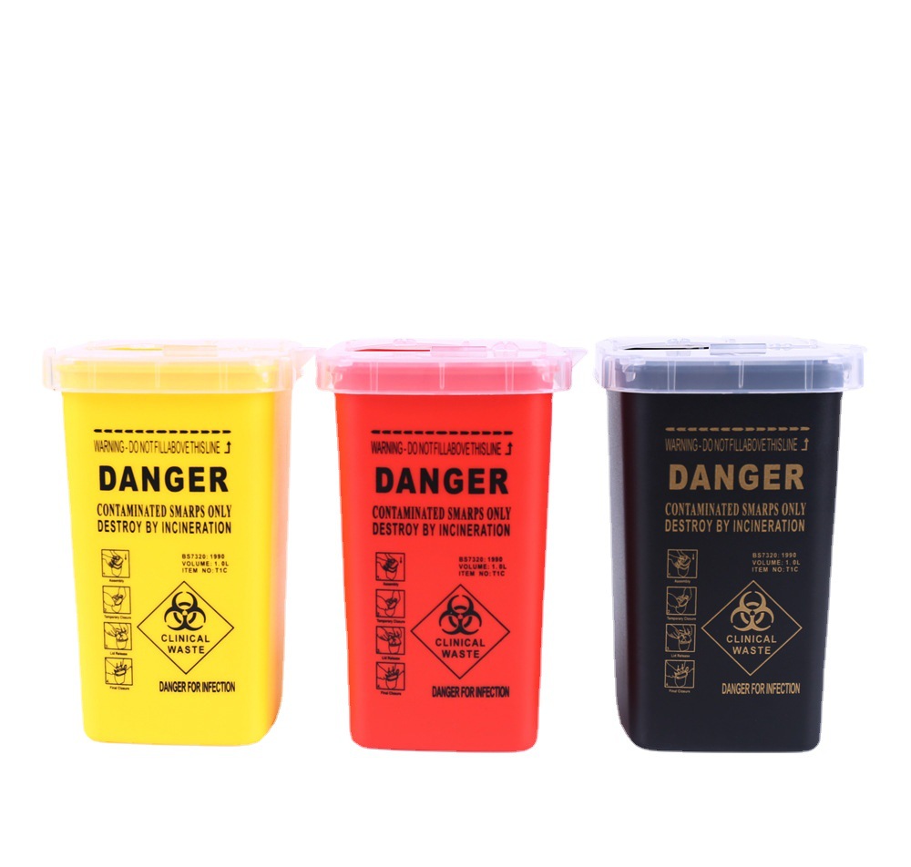 1L Tattoo Sharps Collection Bucket Storage Box Needle Disposing Sharps Blades Eyebrow Trimmers Glass Fragments Storage Container