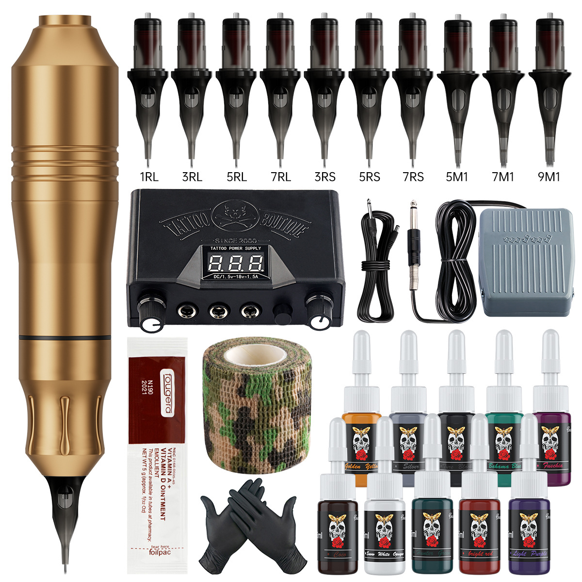 Cross border popular tattoo set, tattoo all-in-one machine, tattoo kit, cutting line, fogging machine, mini power tattoo needle