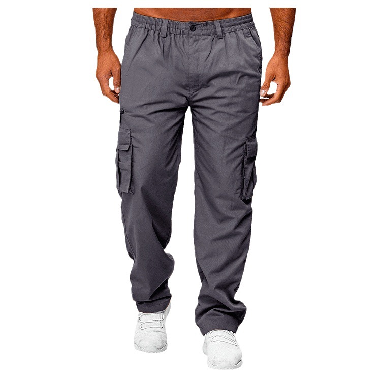 Men's Casual Outdoor Fitness Pants with Multiple Pockets - Loose-Fit Straight Leg