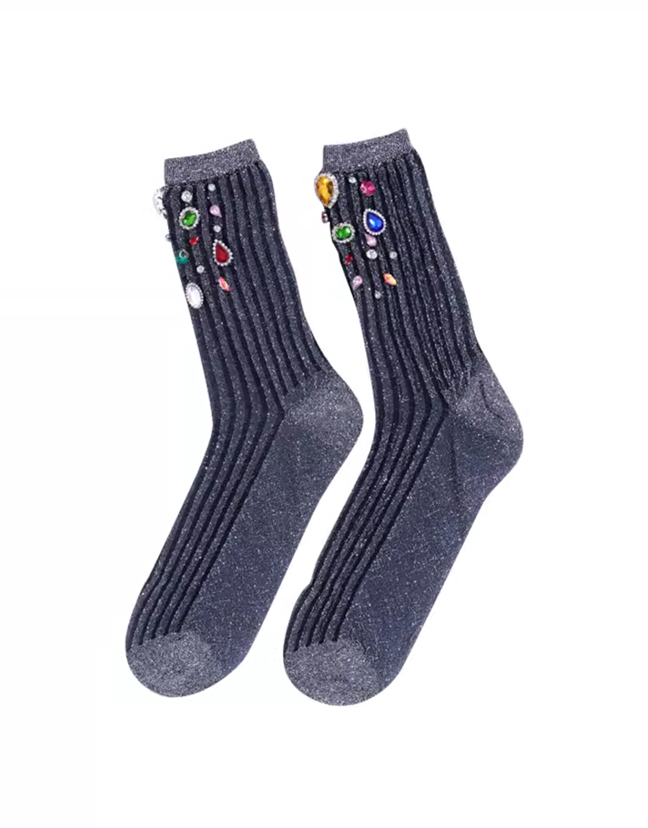 Hand-sewn Rhinestone-encrusted Ultra-thin Socks