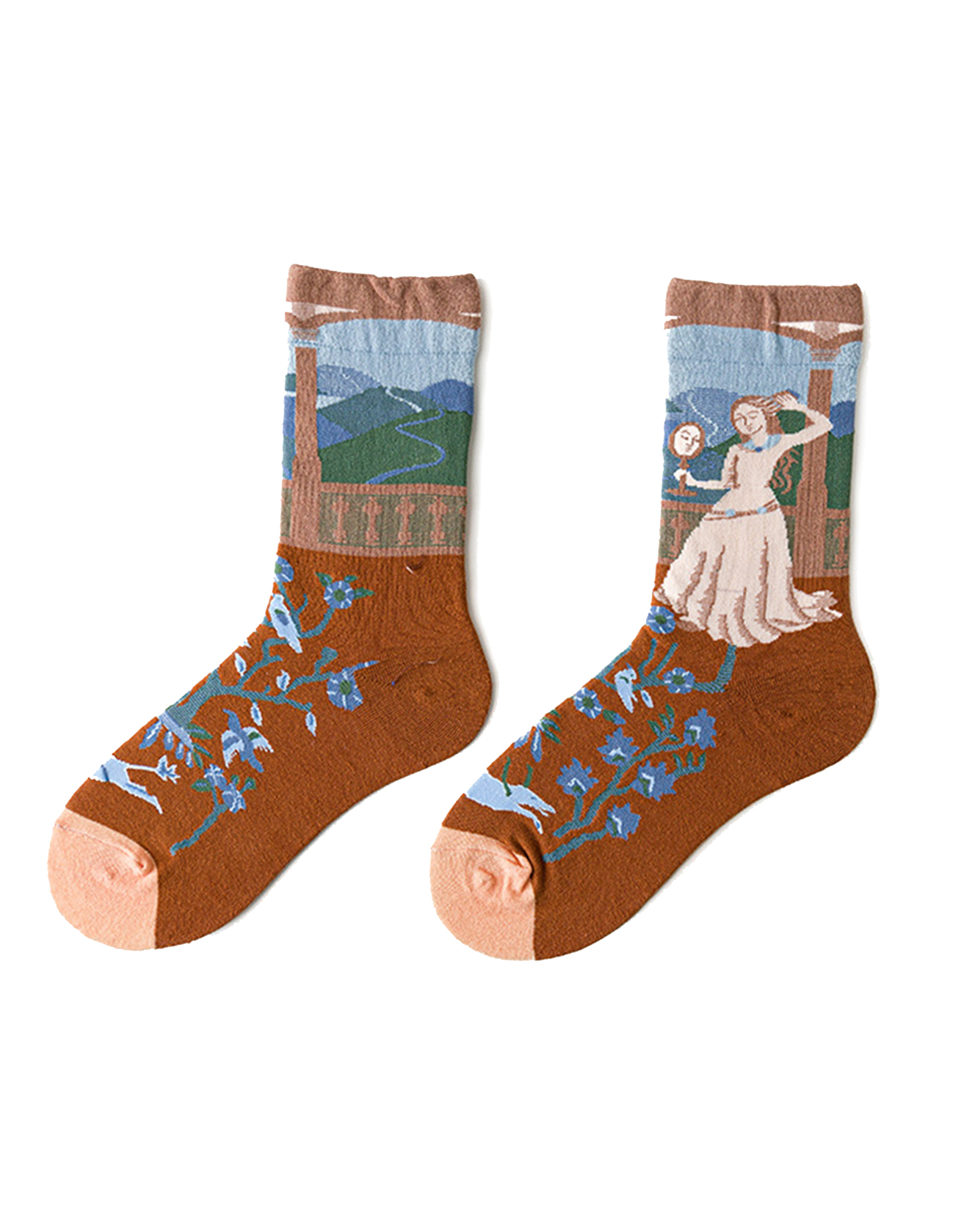 Retro Princess Illustration Socks