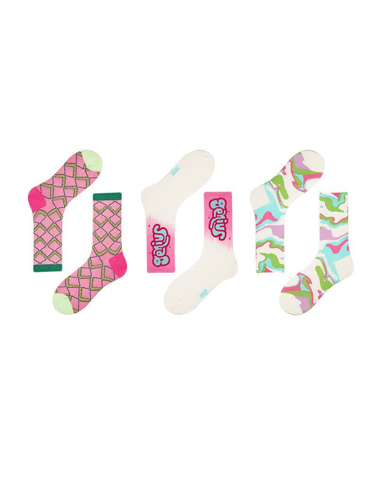 Hayakawa Girls Fashionable Color Block Socks Three Pairs Set