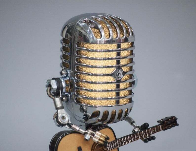 🎁Vintage Microphone Robot Desk Lamp - Get Free Guitar!!