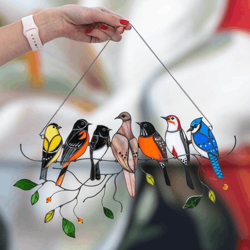 Last Day Special Sale  48%OFF🐦-Birds Stained  Window  Panel Hangings🎁(BUY MORE SAVE MORE)