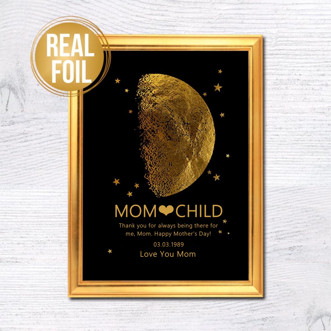 Custom Art Frame/ REAL MOON PHASE - Mother's Day Gift