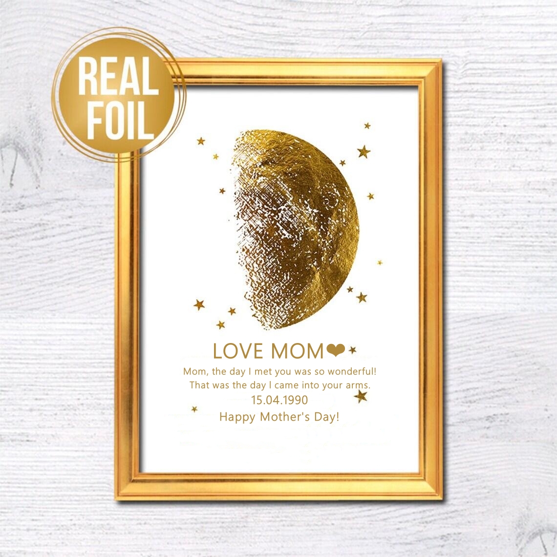 Custom Art Frame/ REAL MOON PHASE - Mother's Day Gift