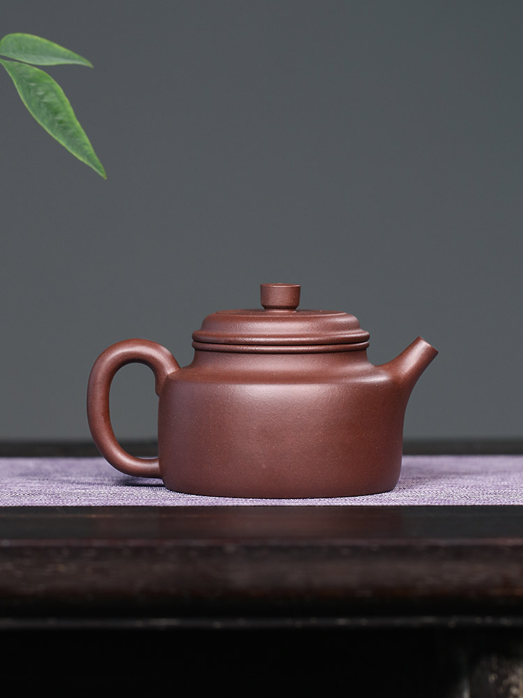 Yixing purple clay teapot, small capacity, pure handmade, kung fu tea set, raw purple clay, household teapot, 190ml