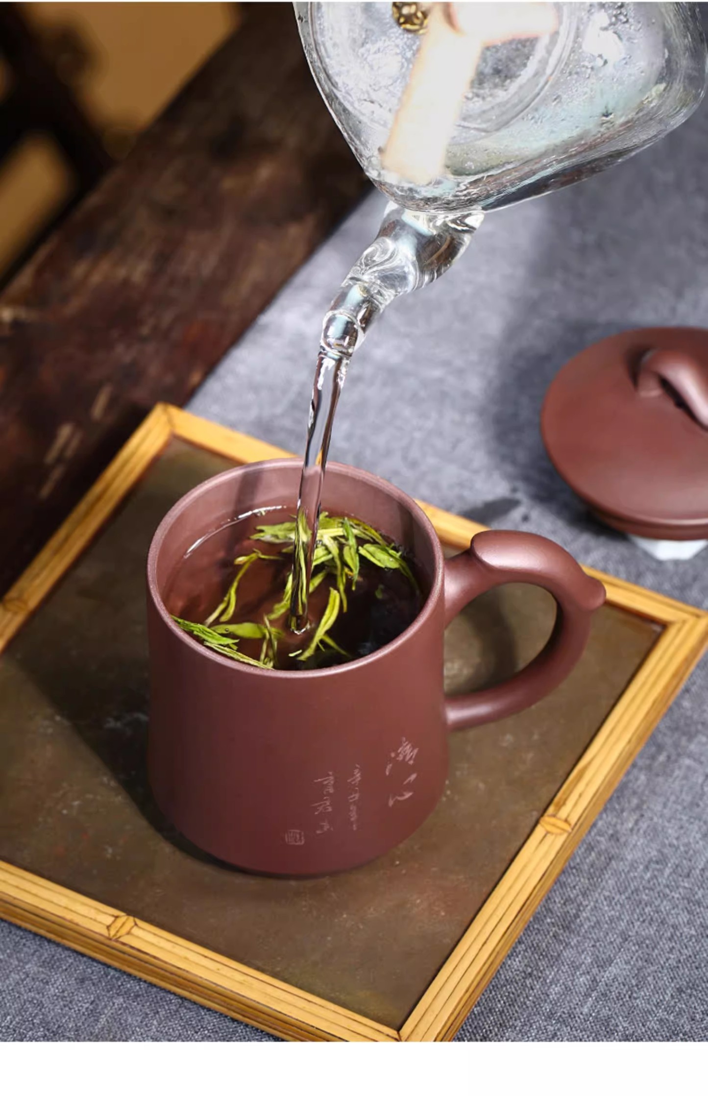 Yixing purely Zisha tea cup, single tea cup"qingxinyuhuai"470ml