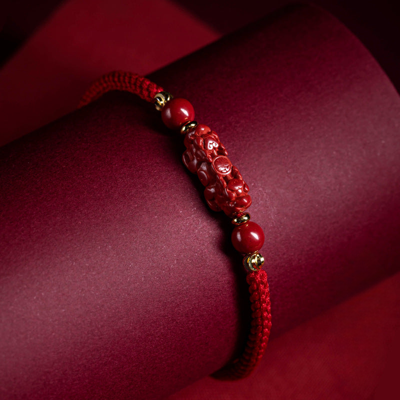 INNERVIBER Cinnabar Ruyi Pixiu Wealth Copper Bead Red String Bracelet Bracelet INNERVIBER Pixiu