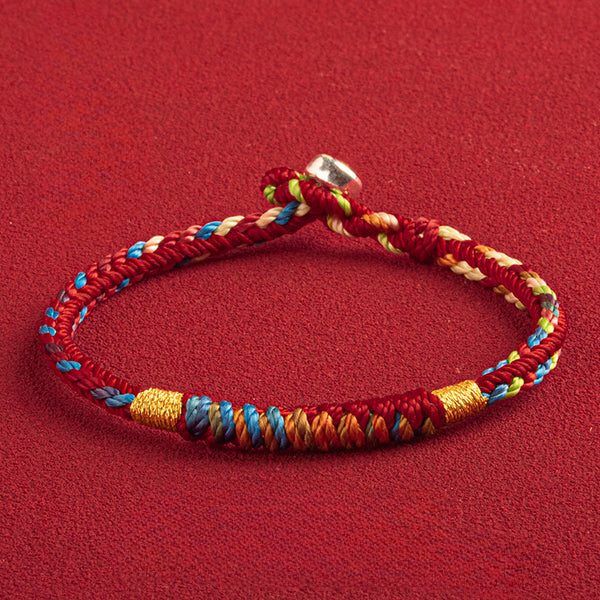 BlessingGiver Five-Colored Rope  Rudraksha Knot Handmade Braided Red String Bracelet BlessingGiver