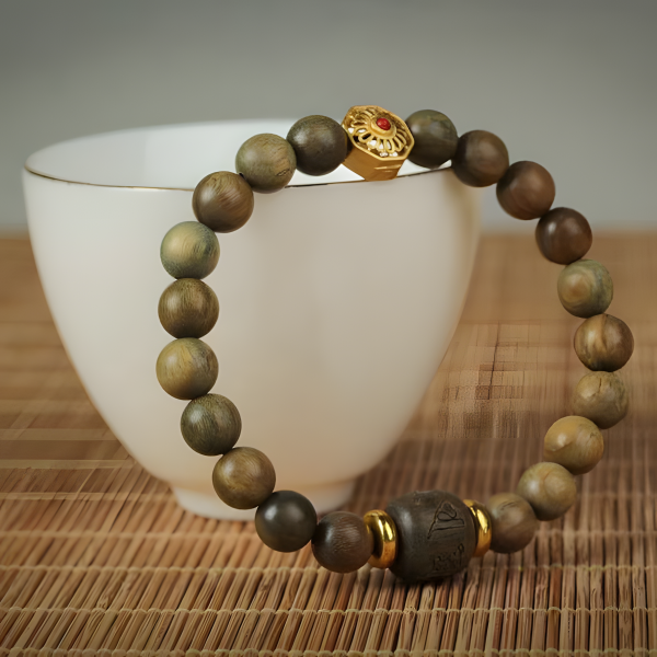 BlessingGiver Green Sandalwood Om Mani Padme Hum Energy Protection Peace Round Bead Buddha Beads Bracelet BlessingGiver