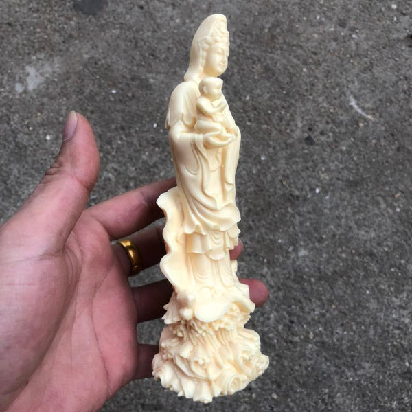BlessingGiver Ivory Nut Songzi Guan Yin Statue Safety Protection Decoration BlessingGiver