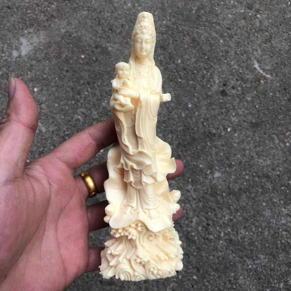 BlessingGiver Ivory Nut Songzi Guan Yin Statue Safety Protection Decoration BlessingGiver