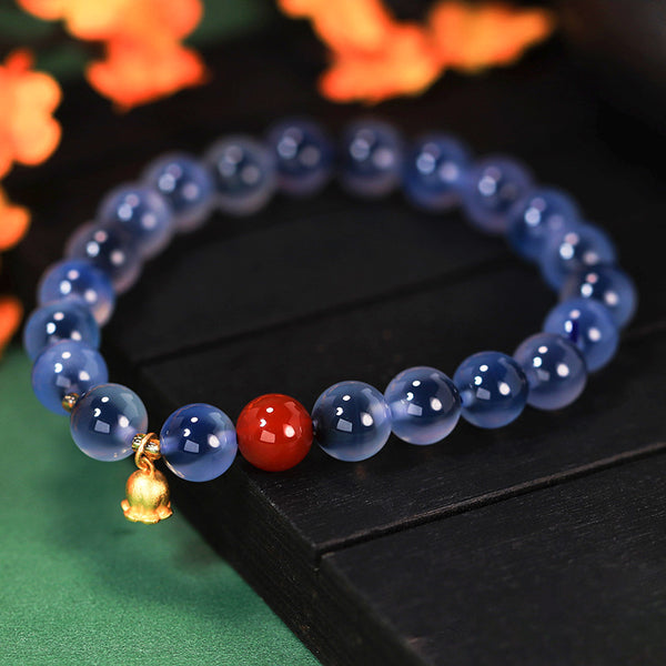 BlessingGiver Natural Blue Candy Agate 24K Gold-plated Silver Bracelet BlessingGiver