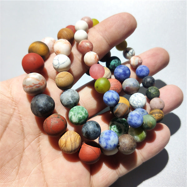 BlessingGiver Natural Crystal Agate Universe Planets Frosted Bracelet BlessingGiver