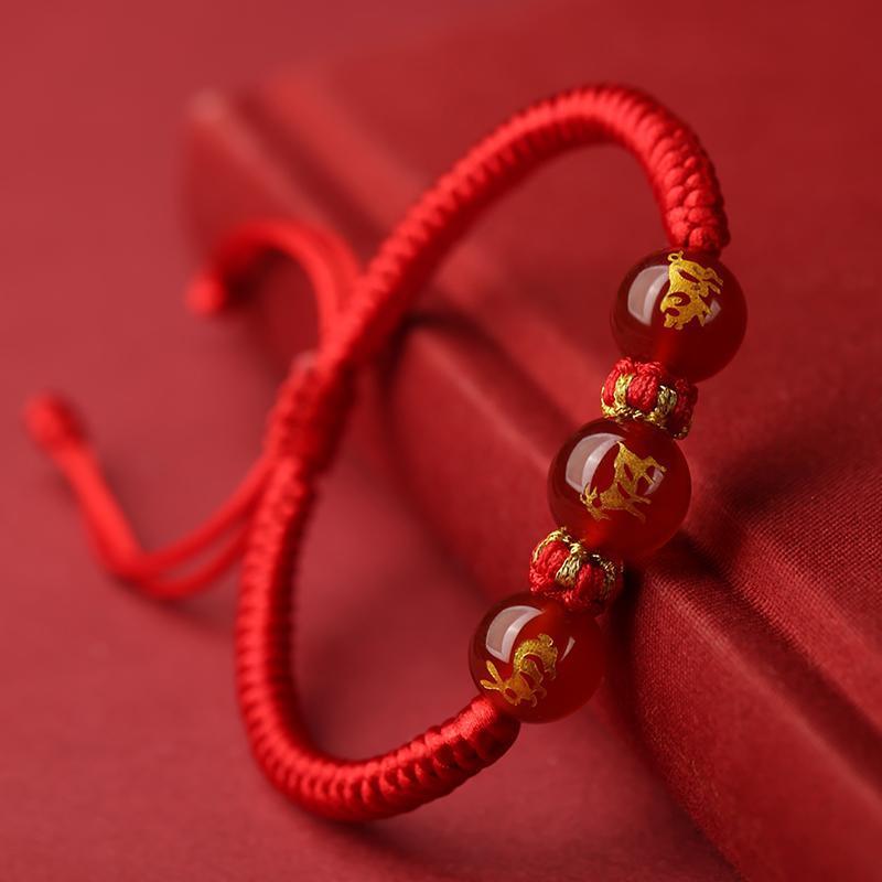 BlessingGiver Red Agate Chinese Zodiac Red String Protection Bracelet BlessingGiver