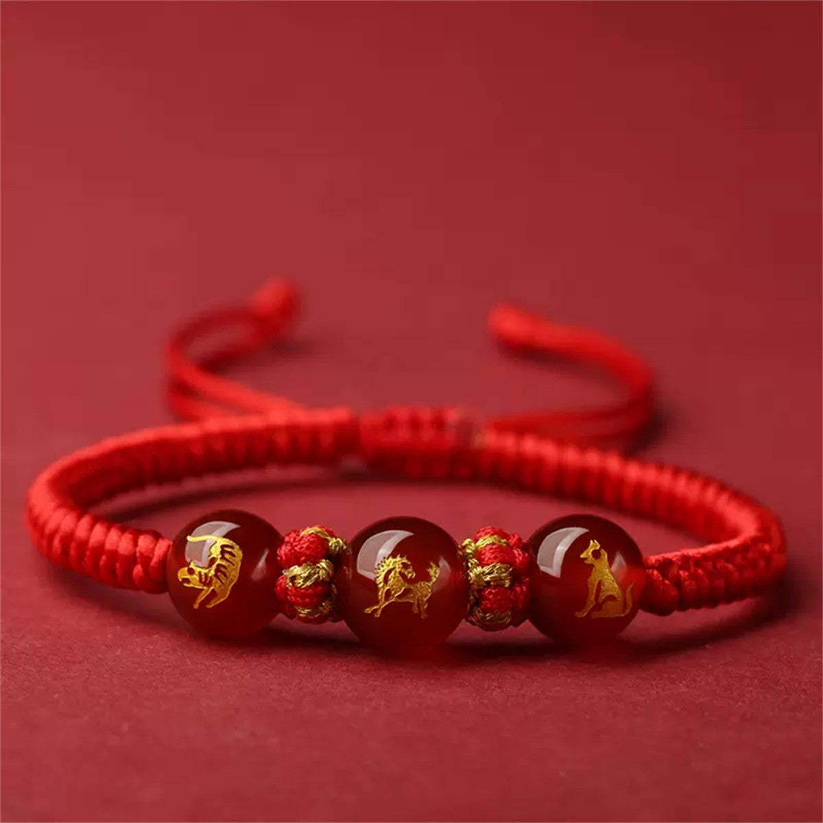 BlessingGiver Red Agate Chinese Zodiac Red String Protection Bracelet BlessingGiver