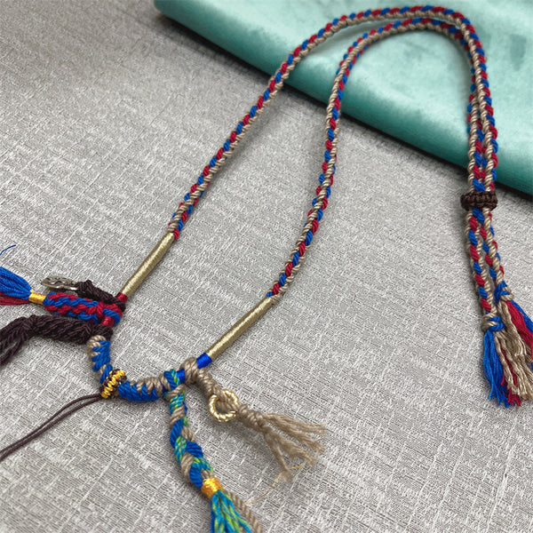 BlessingGiver Rudraksha Knot Tibetan Cotton Rope Wisdom Protection Necklace BlessingGiver