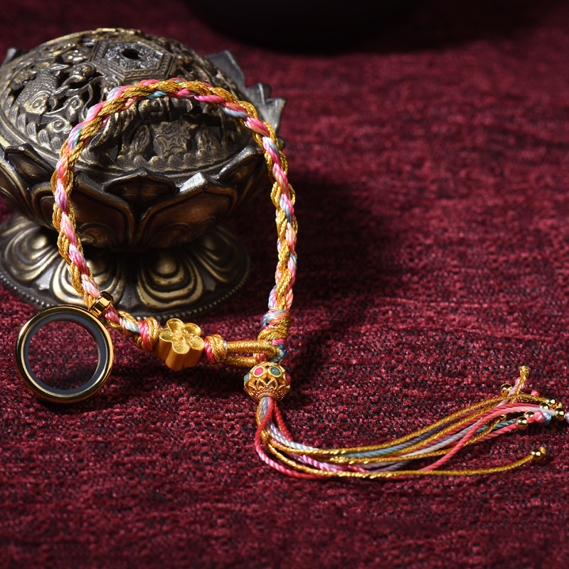INNERVIBER Tibetan Handwoven Single-loop Health Healing Luck Tassel Bracelet Bracelet INNERVIBER Single lap bracelet + 1.5 heart box