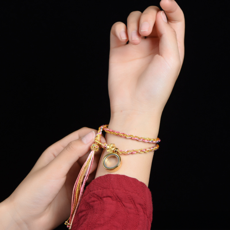 INNERVIBER Tibetan Handwoven Single-loop Health Healing Luck Tassel Bracelet Bracelet INNERVIBER double loop bracelet