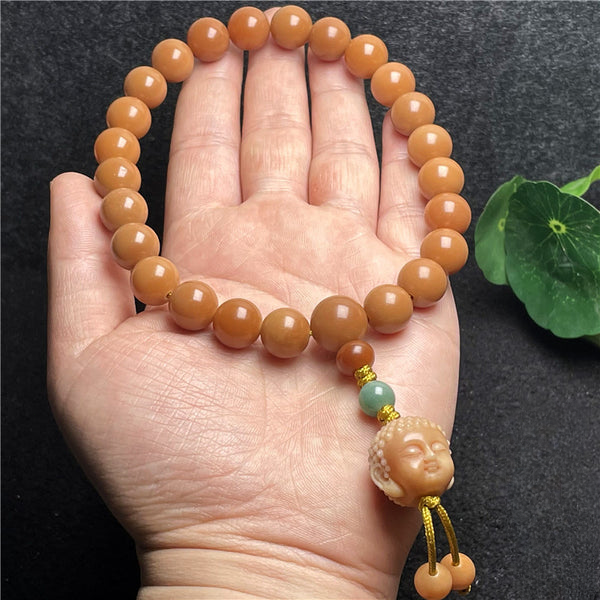 BlessingGiver White Jade Bodhi Barrel Rudraksha Bodhi Seed Beads Harmony Bracelet BlessingGiver