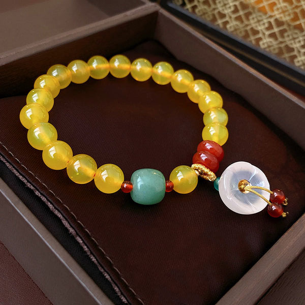 BlessingGiver Yellow Agate Good Fortune Jade Stone Prosperity Bracelet BlessingGiver
