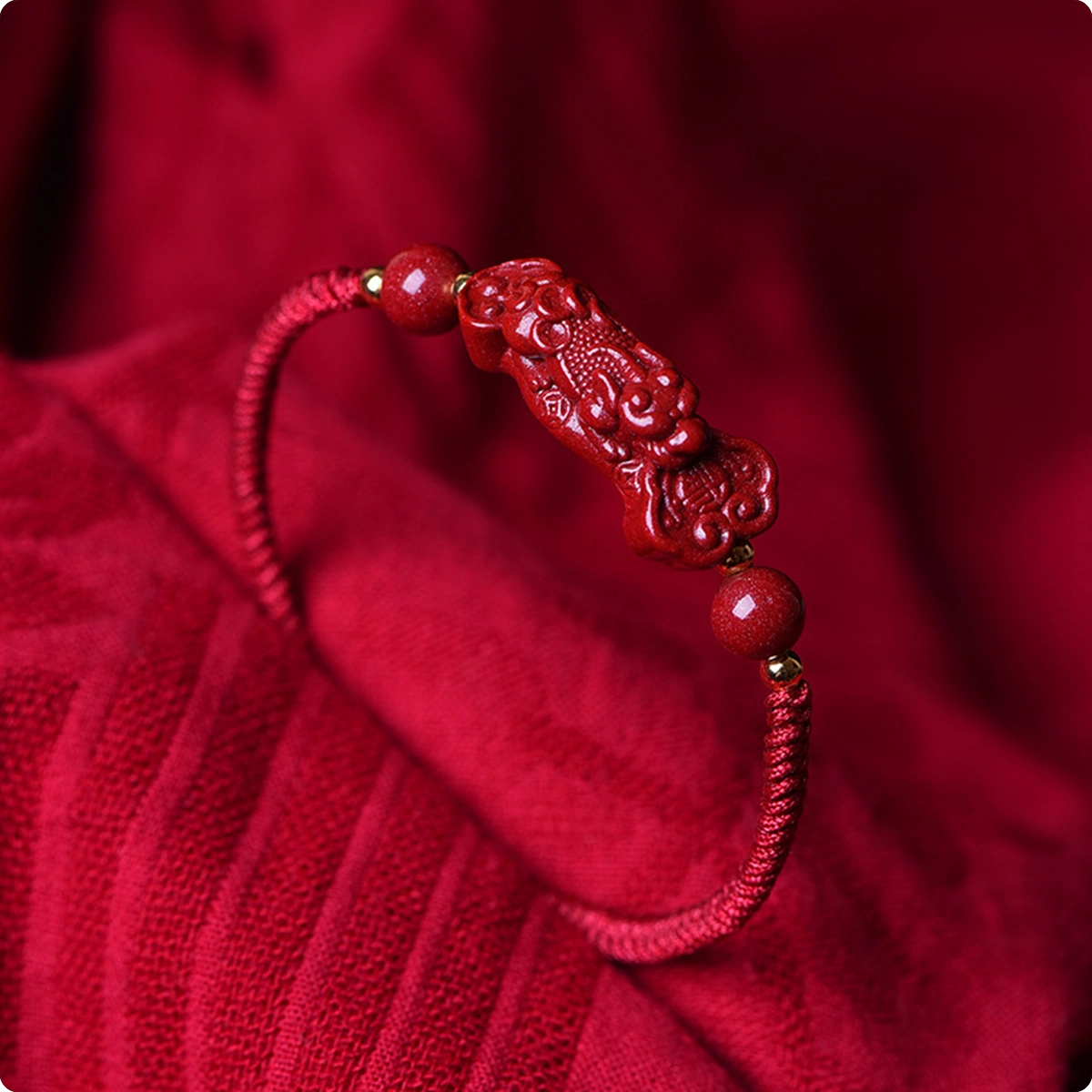 INNERVIBER Cinnabar Pixiu Braided Red String Lucky Bracelet Bracelet INNERVIBER Wine Red