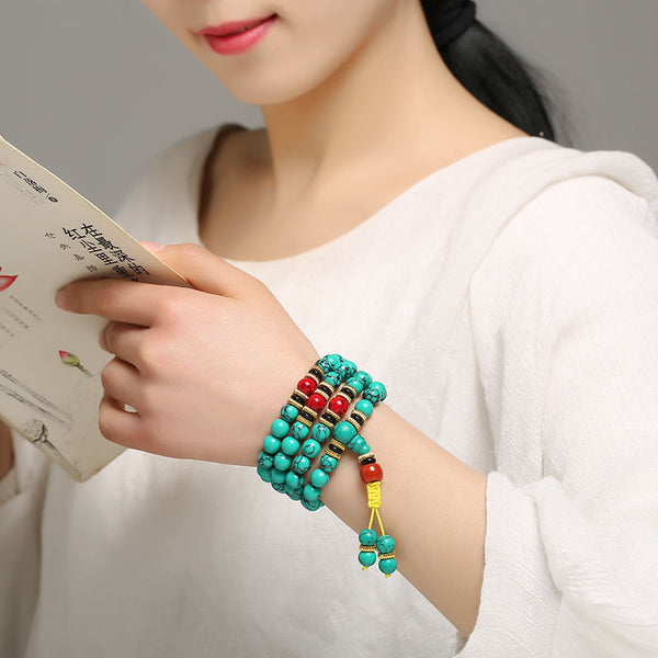 INNERVIBER 108 Beads MALA Tibetan Turquoise Balance Bracelet INNERVIBER