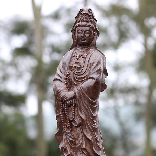 INNERVIBER Agarwood Guanyin Bodhisattva Protection Health Healing Statue Decoration INNERVIBER