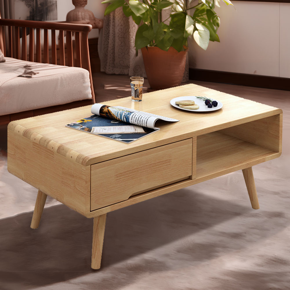 Solid Wood Minimalist Coffee Table for Small Spaces  
