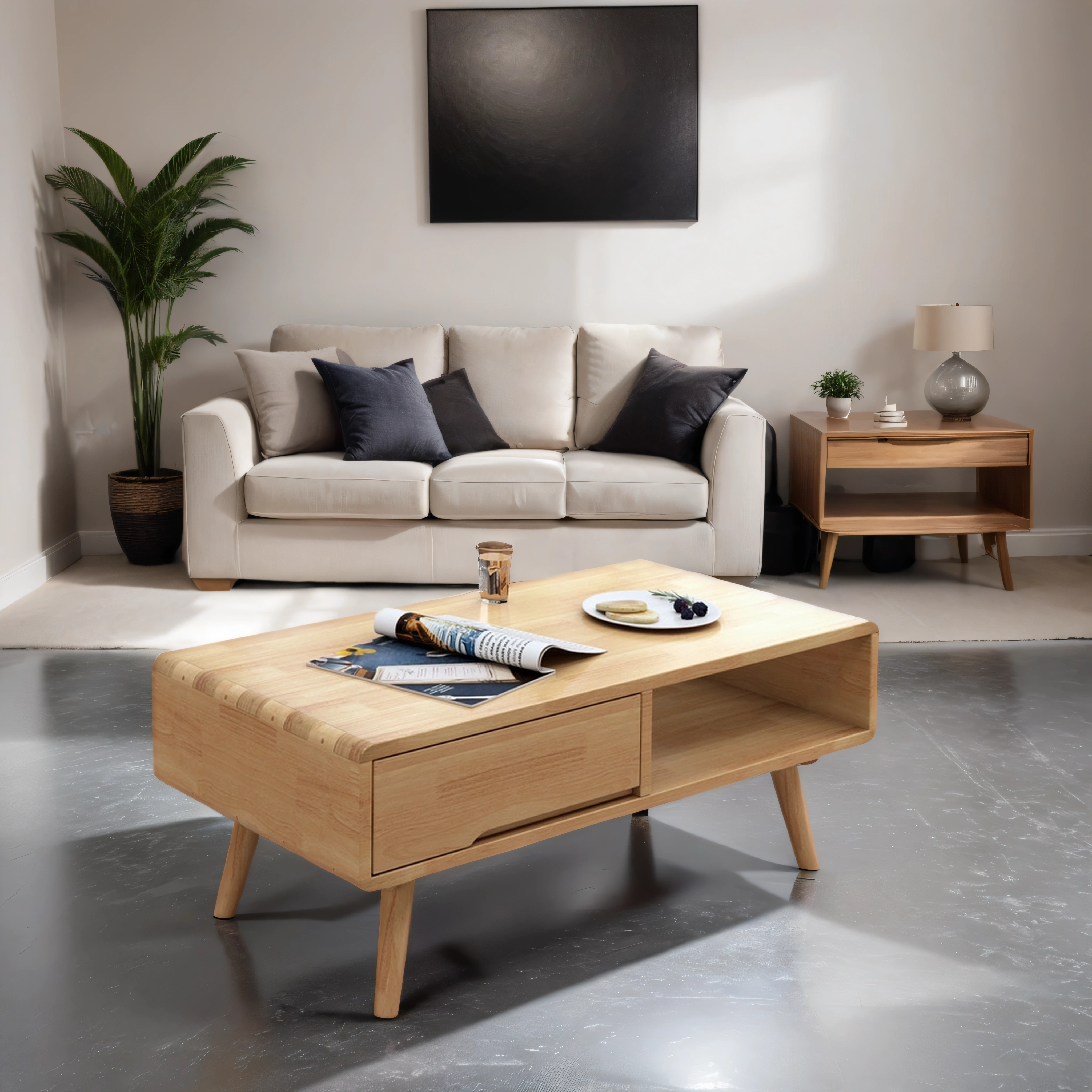 Solid Wood Minimalist Coffee Table for Small Spaces  
