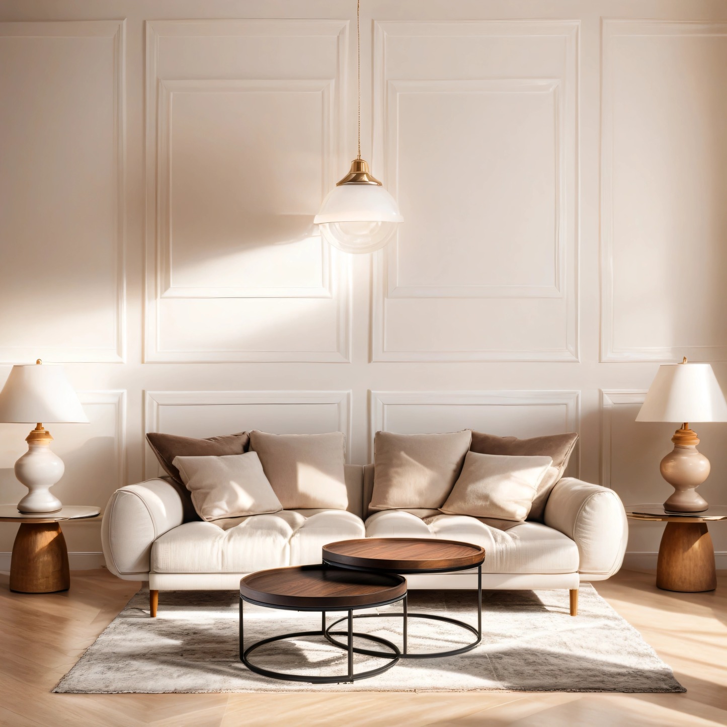 2 - Piece Modern Living Room Luxury Round Coffee Table