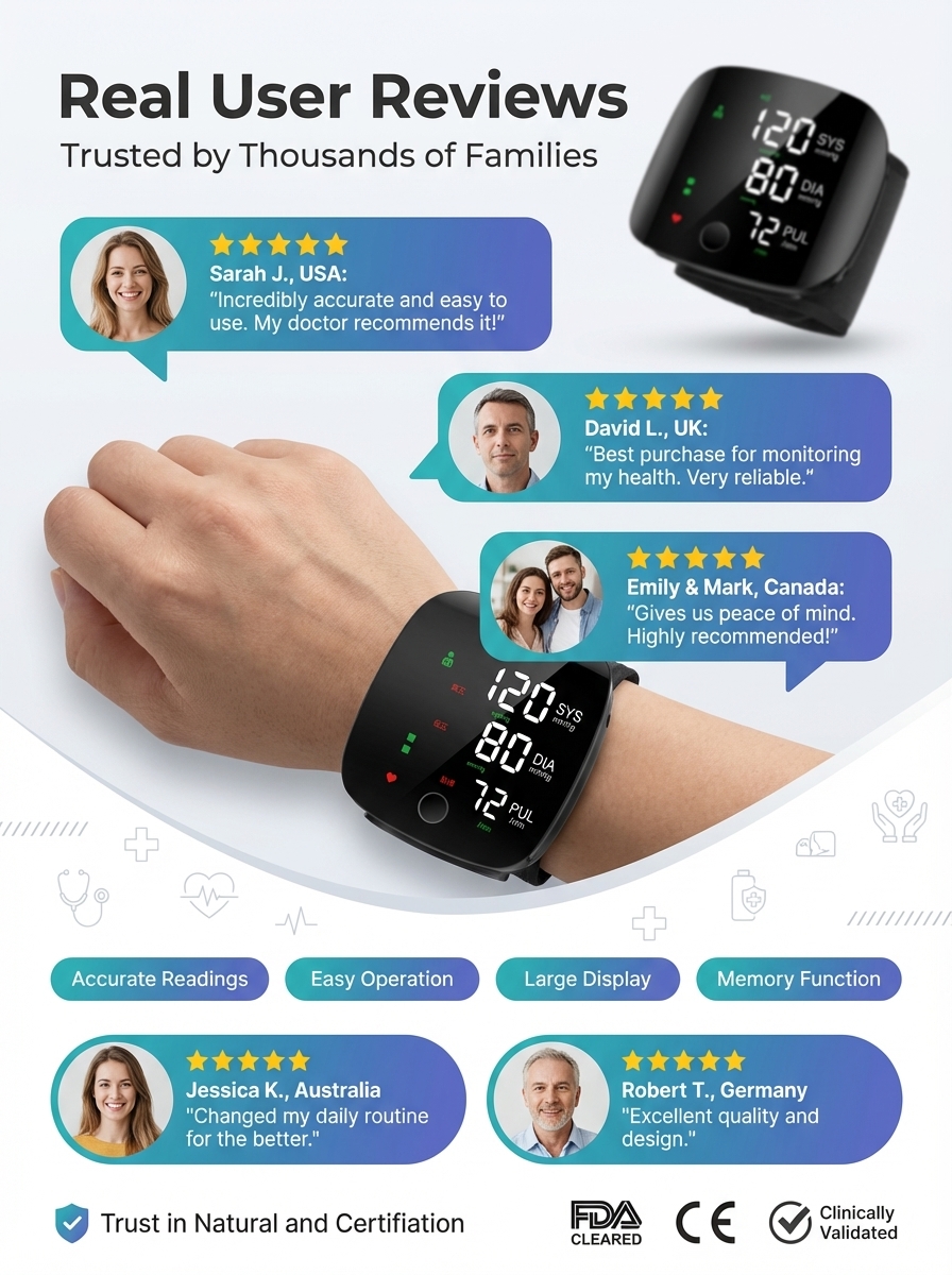 Large Screen Digital Wrist Blood Pressure Meter with Voice Prompt