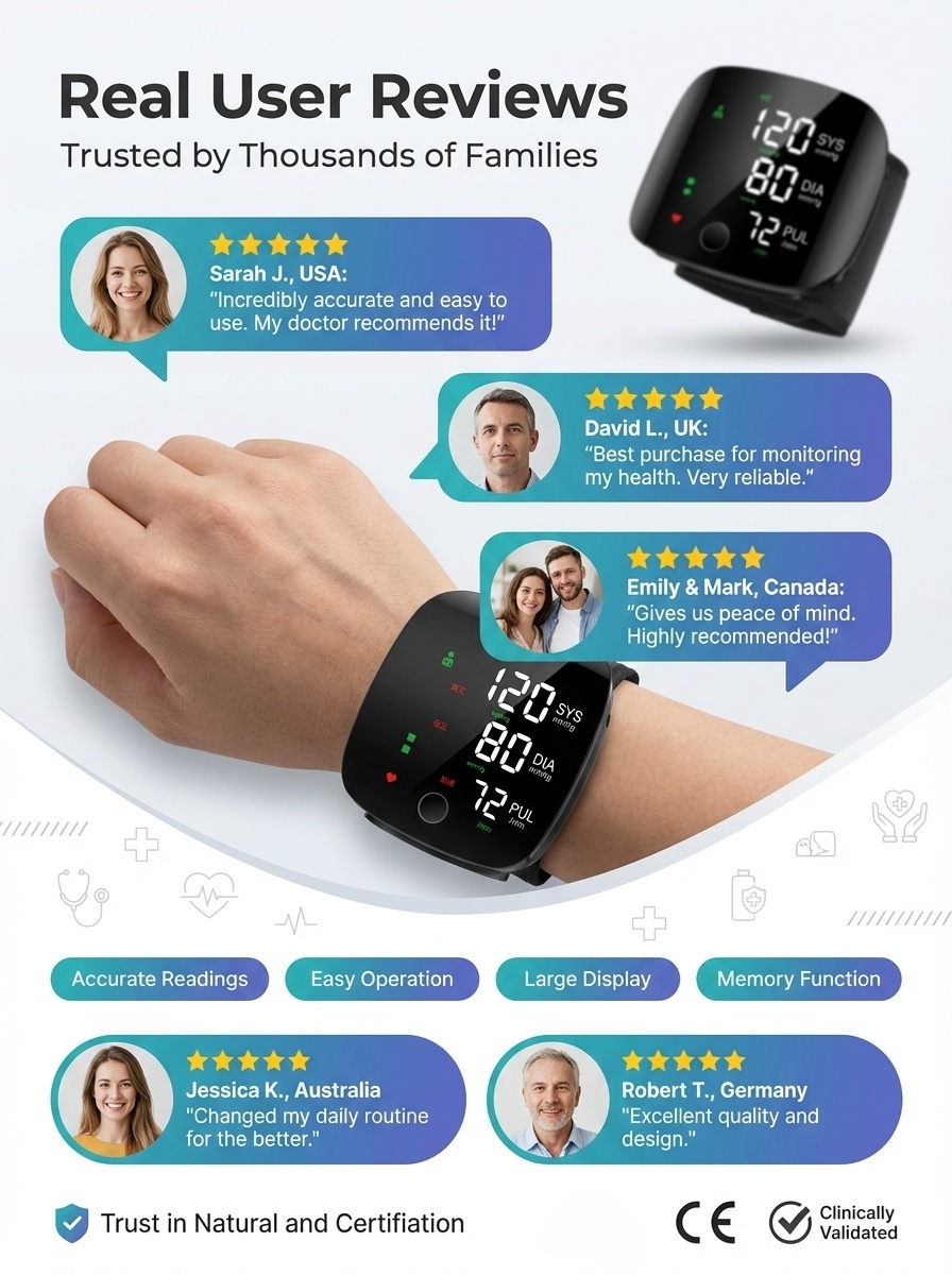 Large Screen Digital Wrist Blood Pressure Meter with Voice Prompt