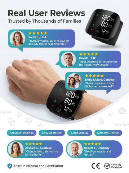 Large Screen Digital Wrist Blood Pressure Meter with Voice Prompt