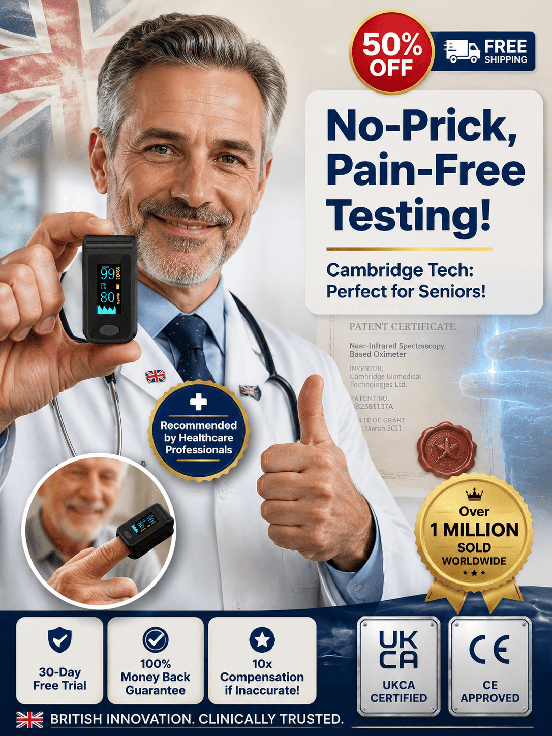 Advanced Home Health Monitor: Track Vitals in 5s Without Finger Pricks