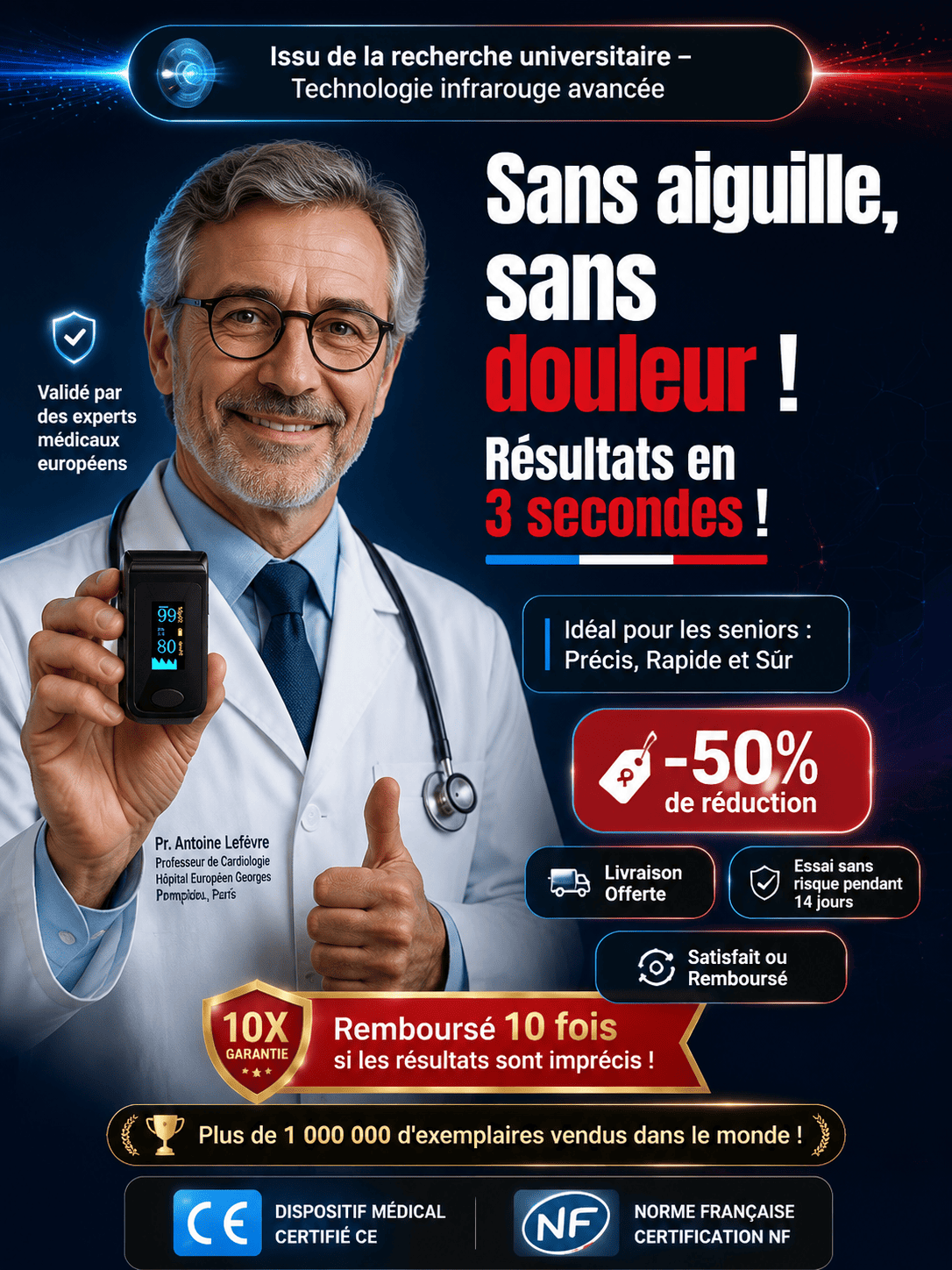 Moniteur de Santé Premium à Domicile : Précision de 99,99 % Sans Piqûre