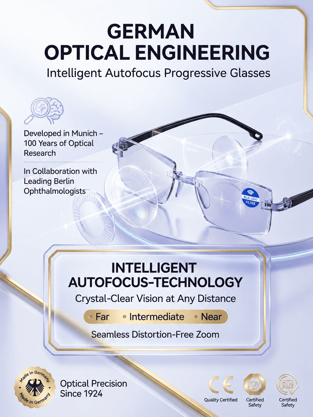 Smart Autofocus Reading Glasses: Enjoy Crystal Clear Vision Near and Far Effortlessly