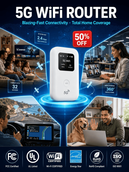 Instant 5G Wireless Wi-Fi Router: Get 500MbpsInternet Anywhere, Forever FREE