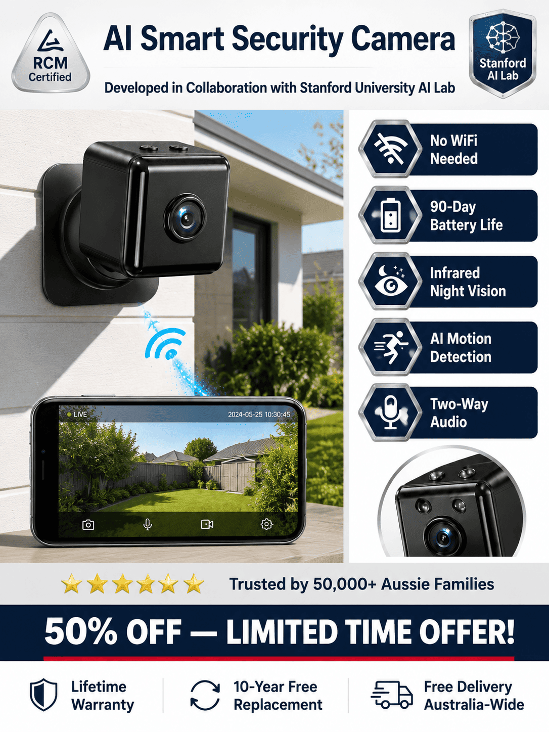 The Smart Security Camera That Works Anywhere. No Internet, No Wires, No Monthly Fees