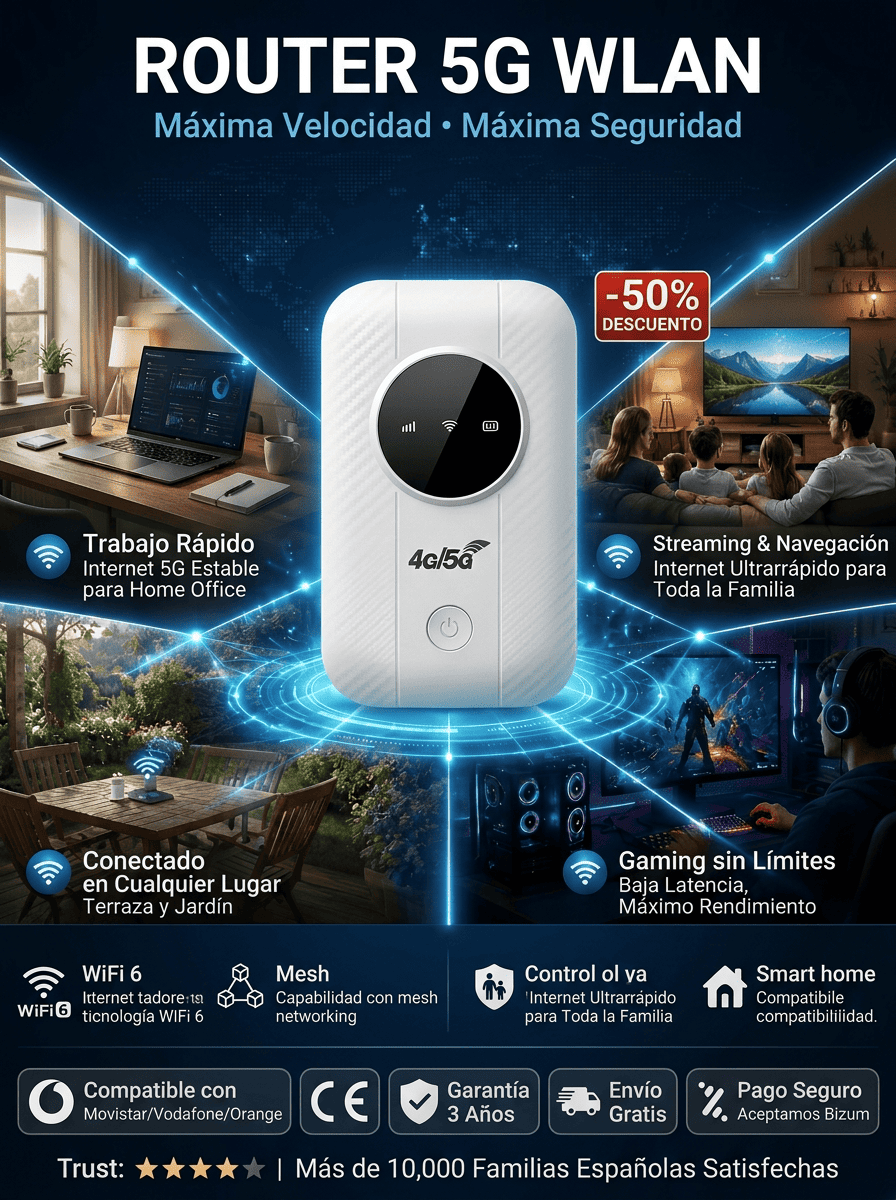 Router Wi-Fi Inalámbrico Global: Navegue a 500Mbps vía Satélite en Cualquier Lugar Sin Coste