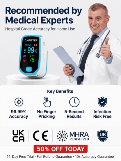 The Ultimate Finger Pulse Oximeter for Seniors | 99.99% Accuracy & No Pricking