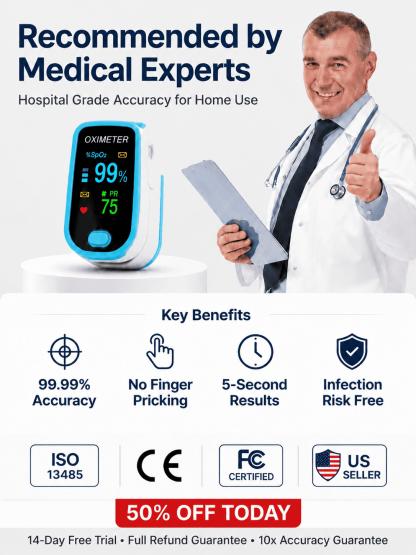 The Ultimate Finger Pulse Oximeter for Seniors | 99.99% Accuracy & No Pricking