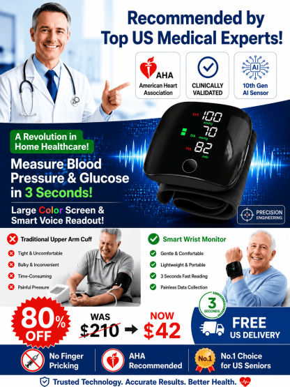 Large Screen Digital Wrist Blood Pressure Meter with Voice Prompt