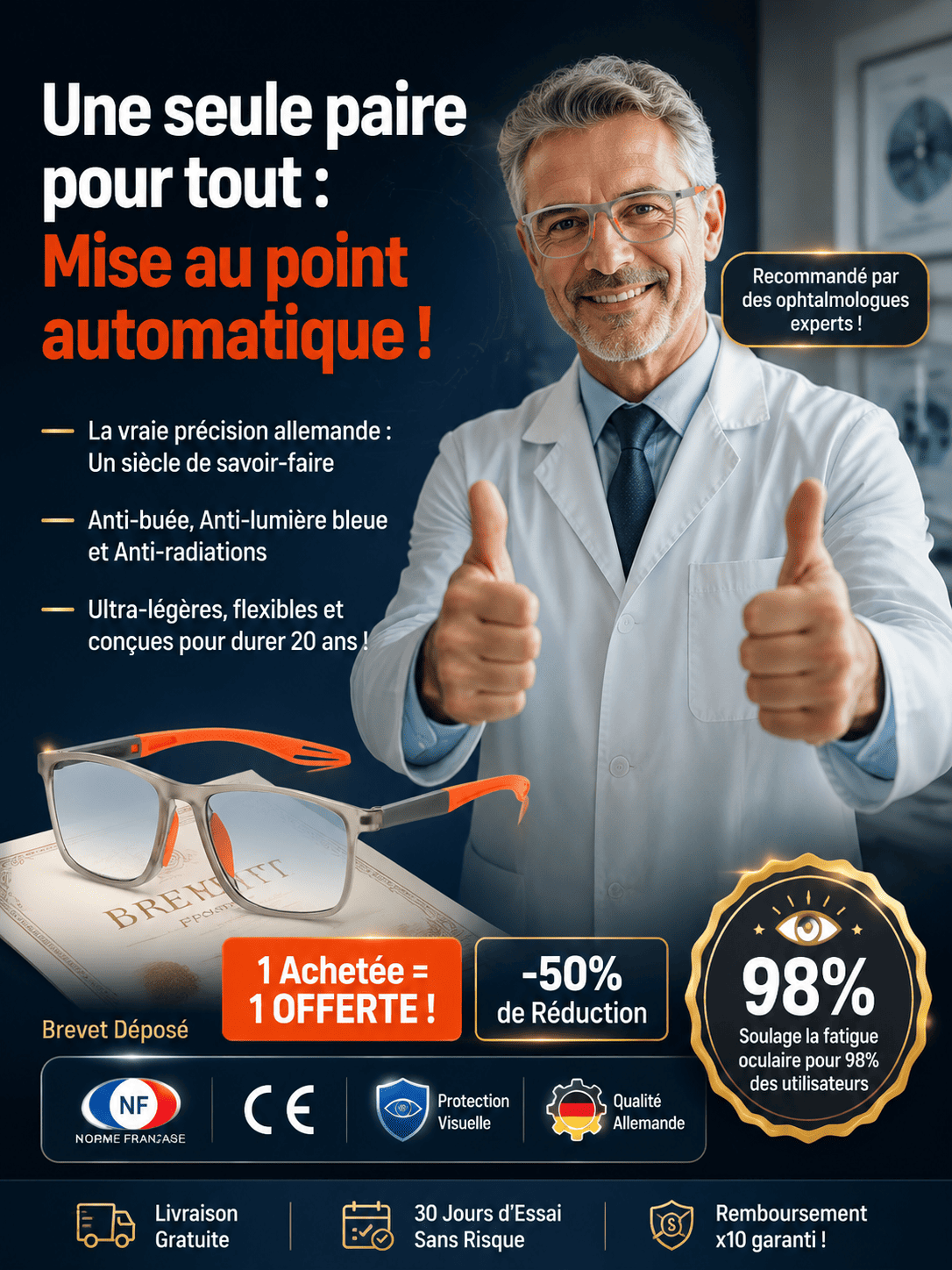 Lunettes de Lecture Autofocus : Vision Claire pour la Lecture, les Écrans et la Conduite