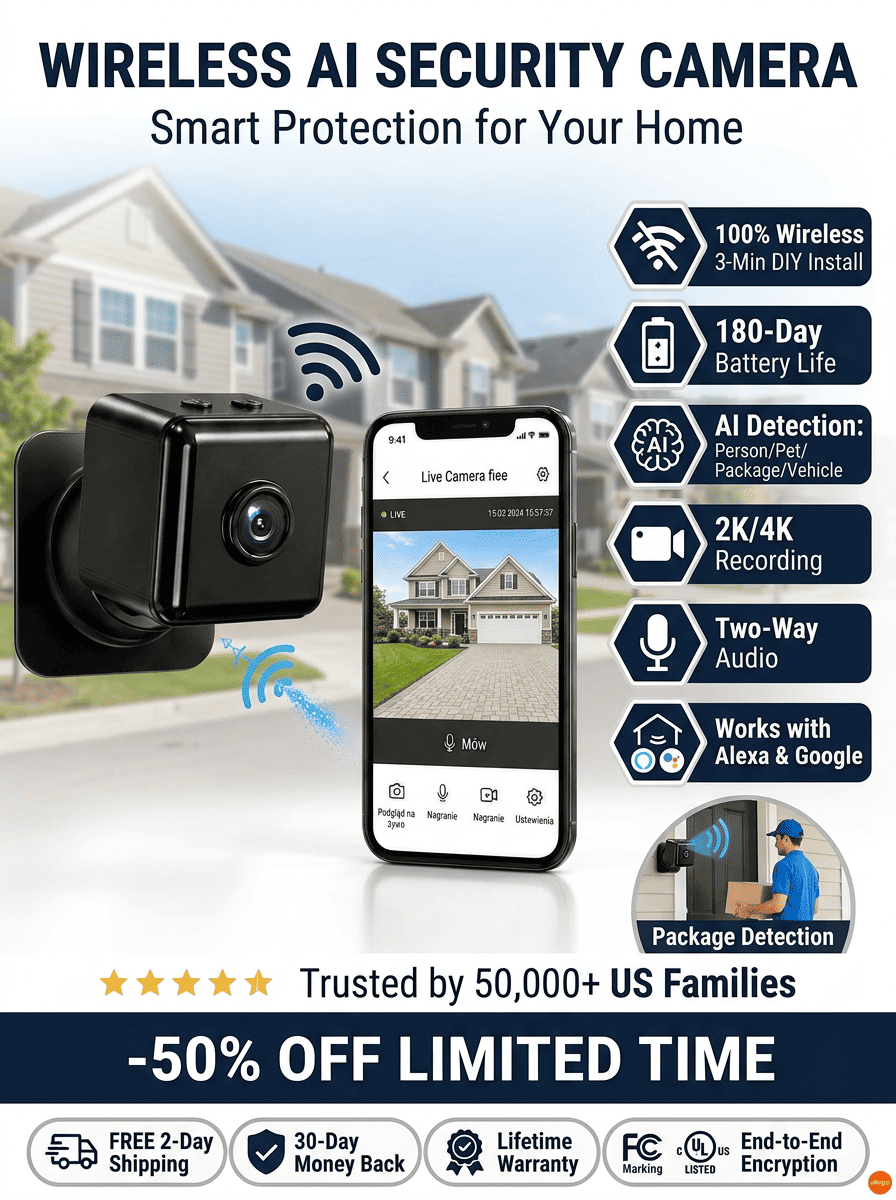 Smart Security Camera-No Wi-Fi needed, no wiring required, and 0 monthly fees—ever