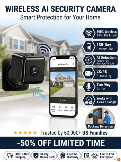 Smart Security Camera-No Wi-Fi needed, no wiring required, and 0 monthly fees—ever