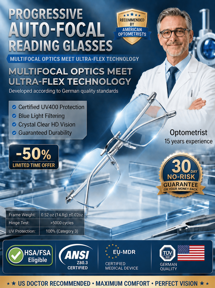 Smart Zoom Reading Glasses: Clear Vision at Any Distance & 100% Blue Light Block
