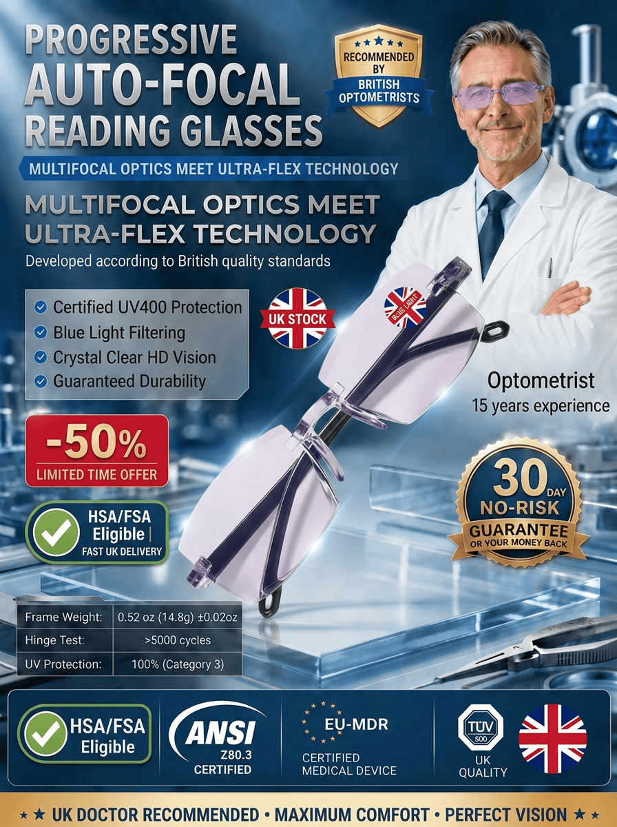 Smart Progressive Reading Glasses: Clear Vision at Any Distance - Buy 1 Get 1 FREE